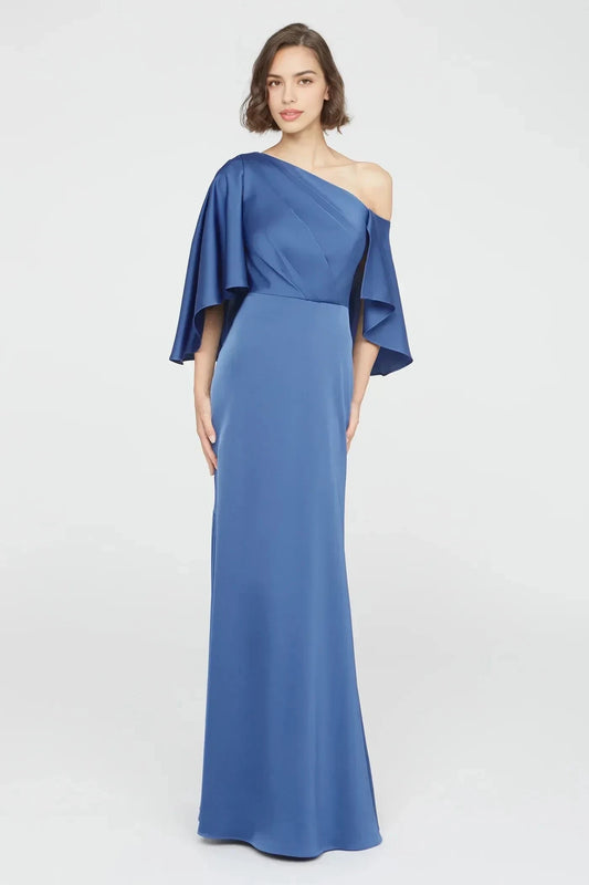 Chic Mermaid One Shoulder Ruffled Sleeve Back Zipper Floor Length Prom Dress by YiHuiw