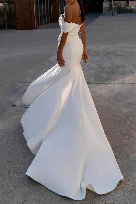 Mermaid Sweetheart Crepe Floor-Length Wedding Dress - Yihuiw by Yihuiw