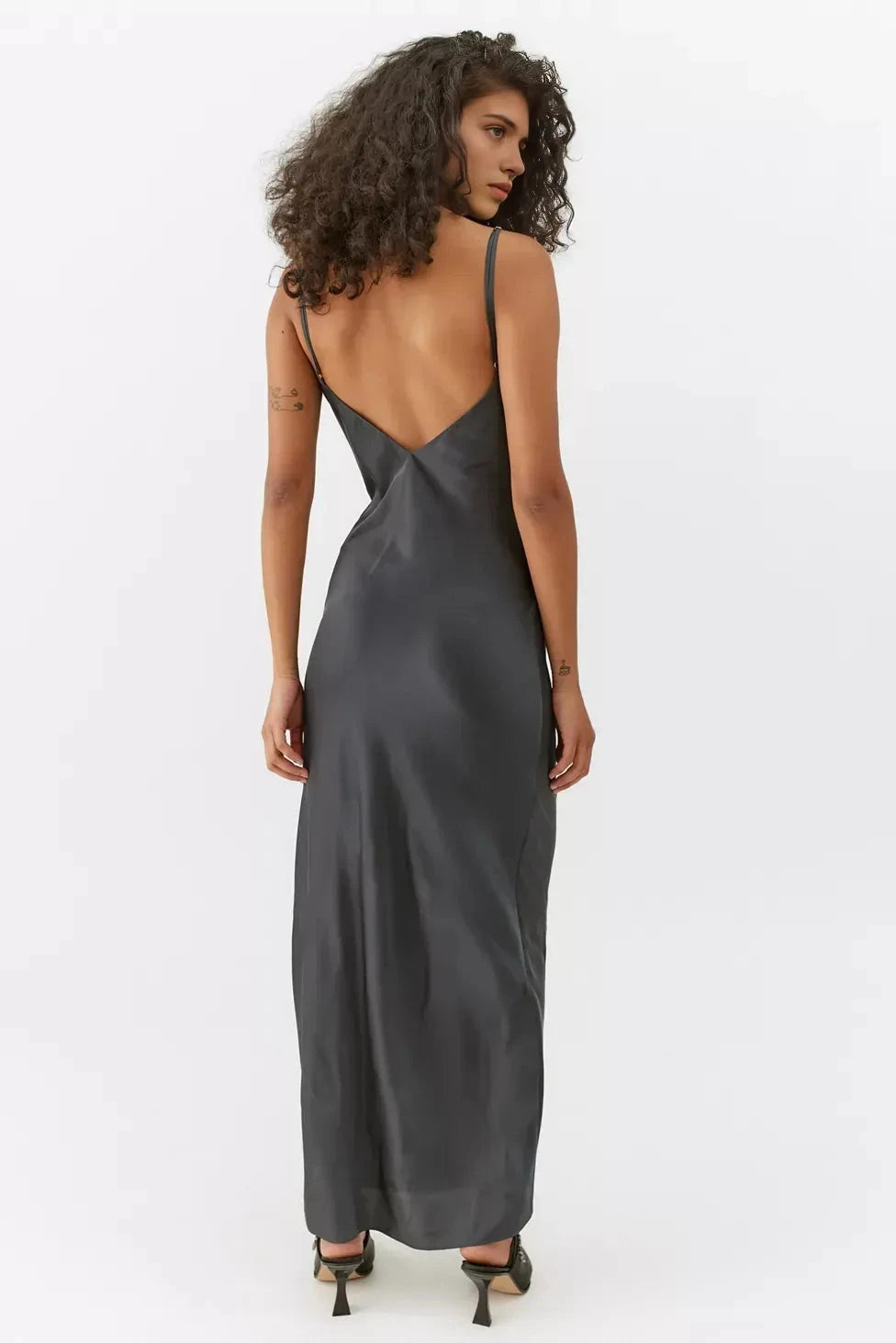 Chic Sheath Cowl Neck Sleeveless Open Back Floor Length For Ladies Prom Dress by YiHuiw