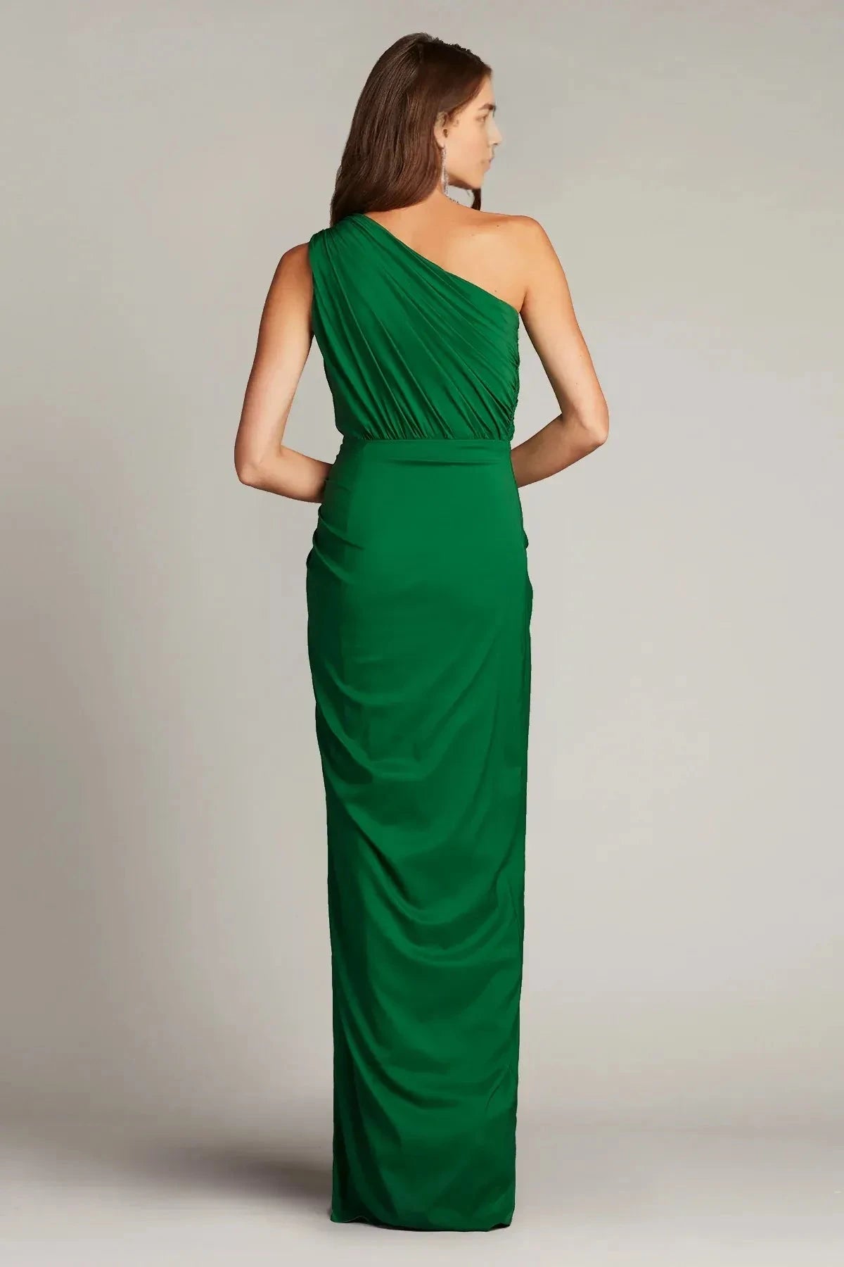 Chic Sheath One-Shoulder Sleeveless Ruched Back Floor Length Prom Dress by YiHuiw