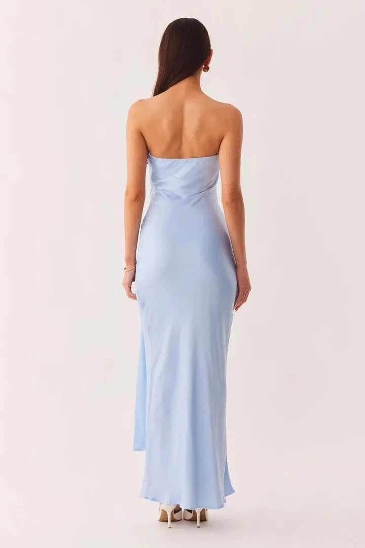 Chic Sheath Strapless Sleeveless Solid Back Floor Length Hot Sale Prom Dress by YiHuiw