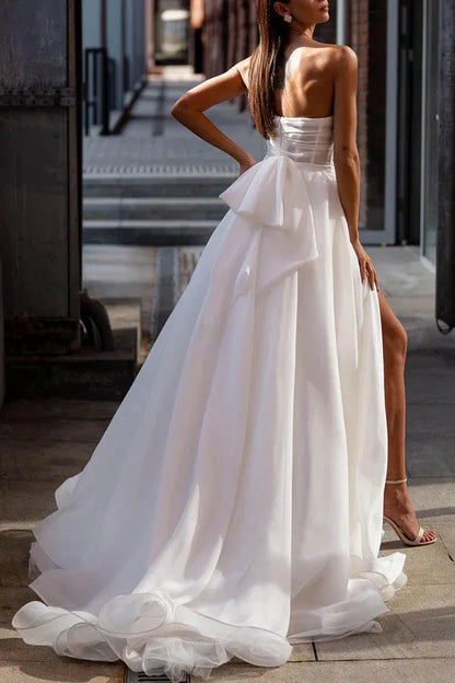 A-Line Sweetheart Chiffon Floor-Length Wedding Dress - Yihuiw by Yihuiw