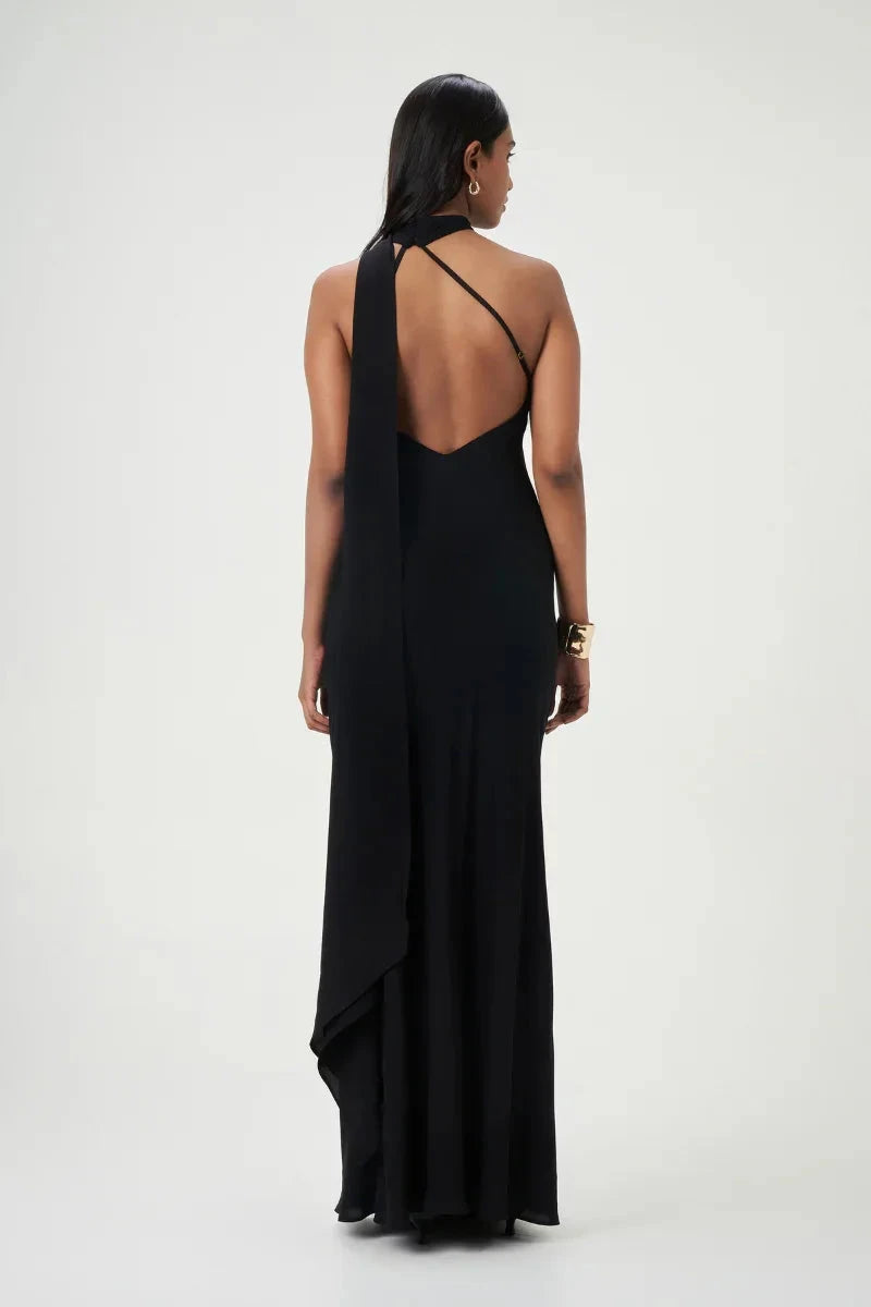 Chic Sheath One-Shoulder Neck Sleeveless Open-Back Floor-Length Evening Dress by YiHuiw
