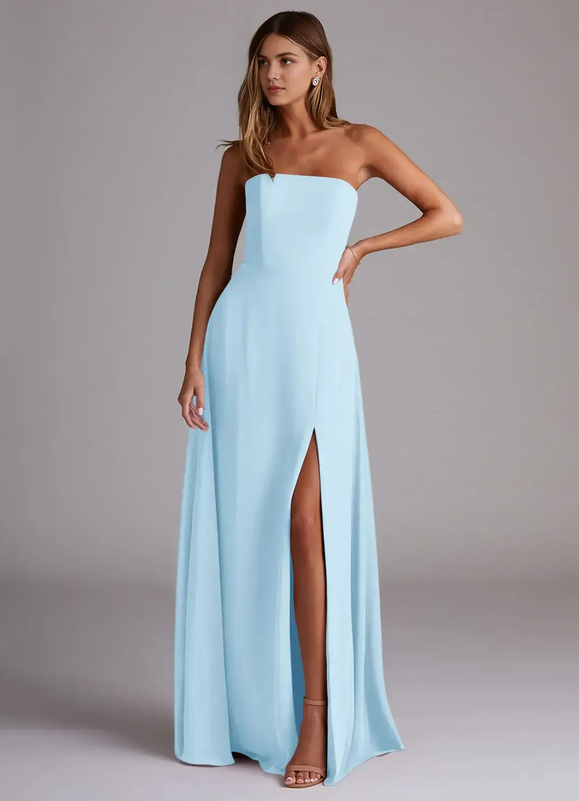 Strapless Floor-Length Wedding Dress - Yihuiw by Yihuiw