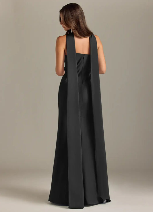 Mermaid Halter Sleeveless Draped Floor-Length Evening Dress - Yihuiw by Yihuiw