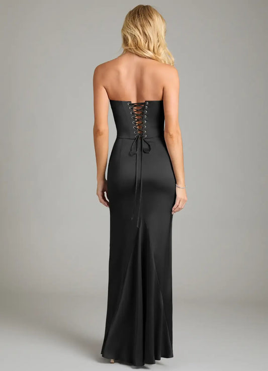 Mermaid Strapless Lace Lace-Up Back Floor-Length Evening Dress - Yihuiw by Yihuiw