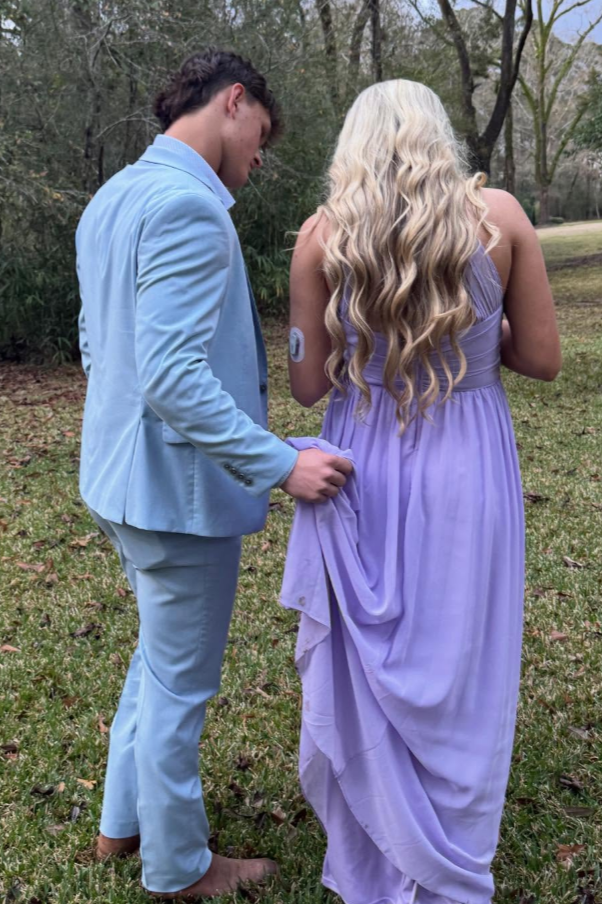 Chiffon Halter Prom Dress with Ruched Bodice, Open Back and Flowing Skirt by JiMiss Dresses