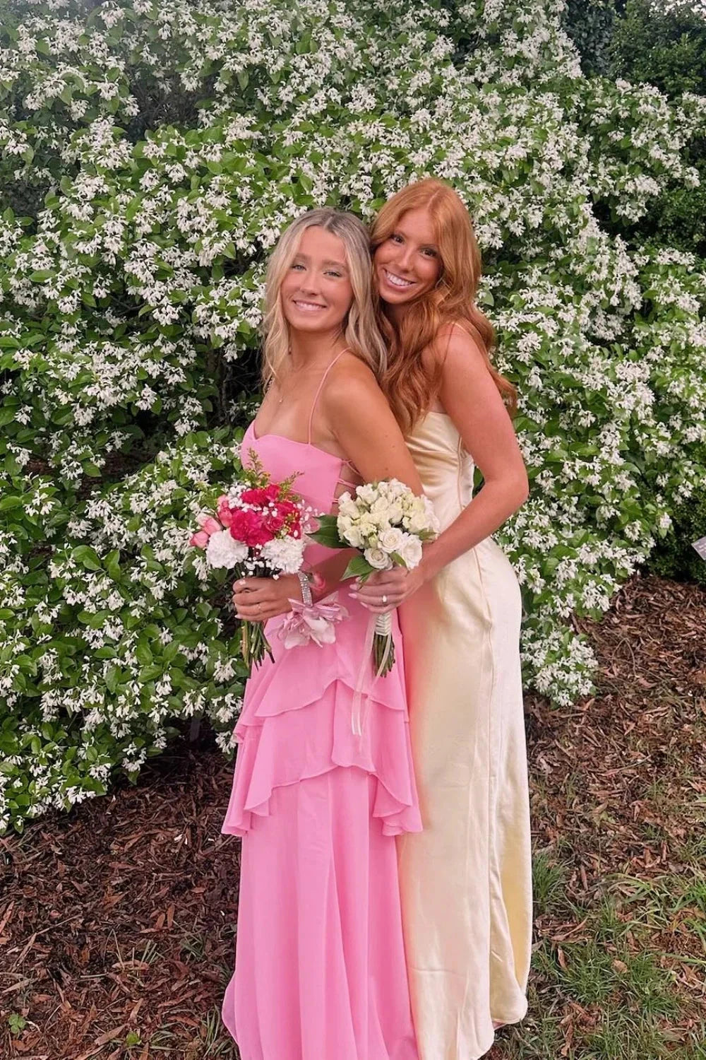 Chiffon Spaghetti-Strap Sweetheart Tiered Ruffle A-Line Floor-Length Prom Dress by JiMiss Dresses