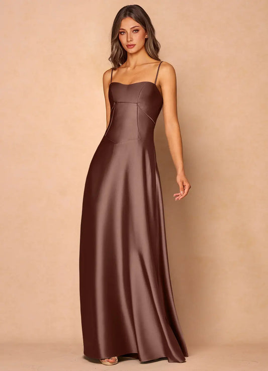 Chocolate Brown A-Line Sweetheart Lace Lace-Up Back Floor-Length Wedding Dress - Yihuiw by Yihuiw
