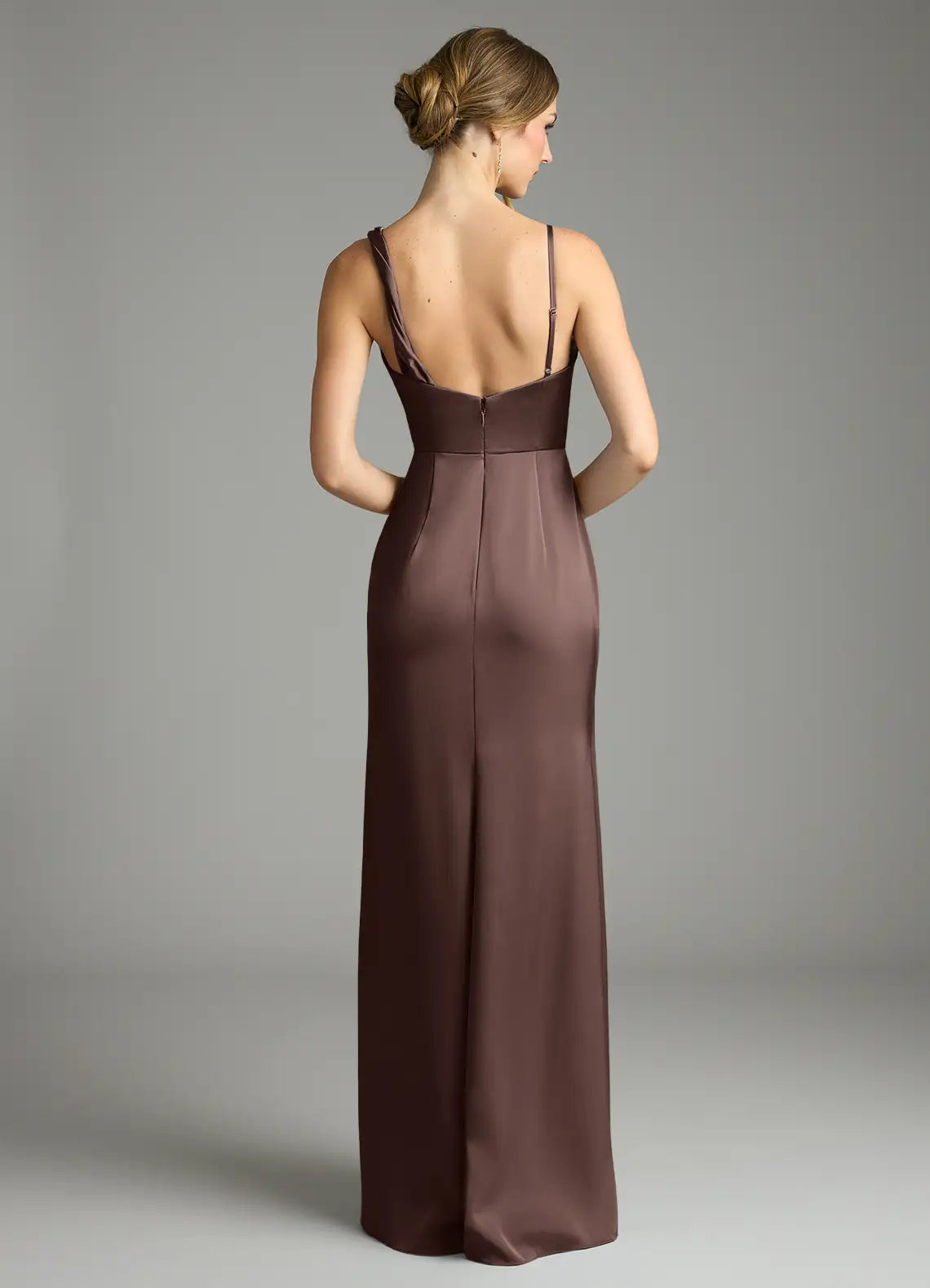 Cowl Neck Satin High Slit Floor-Length Wedding Dress - Yihuiw by Yihuiw