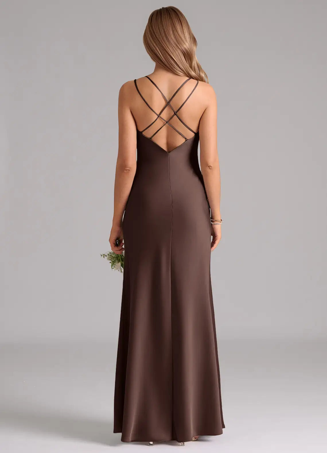 Mermaid V-Neck Satin Floor-Length Wedding Dress - Yihuiw by Yihuiw