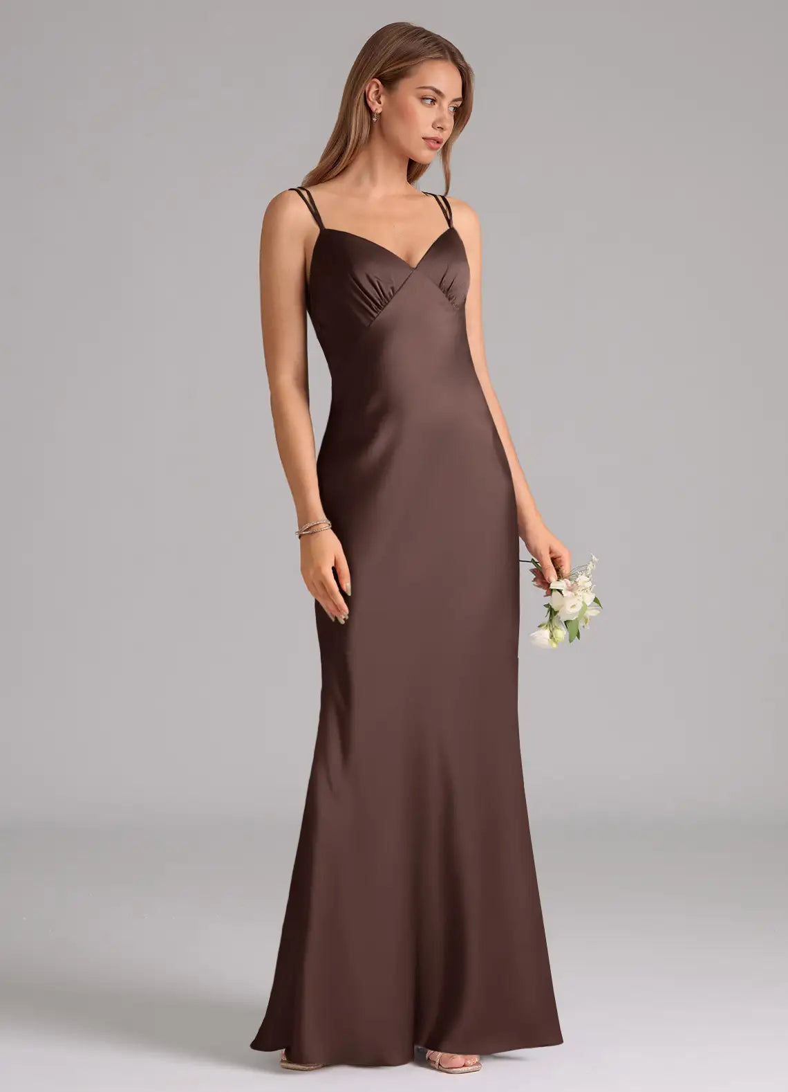 Mermaid V-Neck Satin Floor-Length Wedding Dress - Yihuiw by Yihuiw