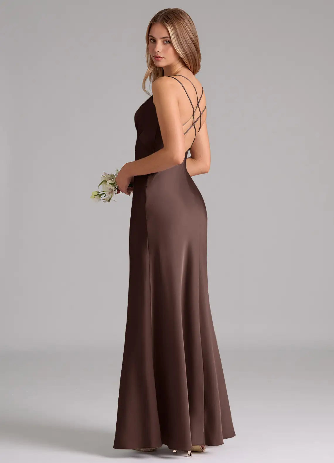 Mermaid V-Neck Satin Floor-Length Wedding Dress - Yihuiw by Yihuiw