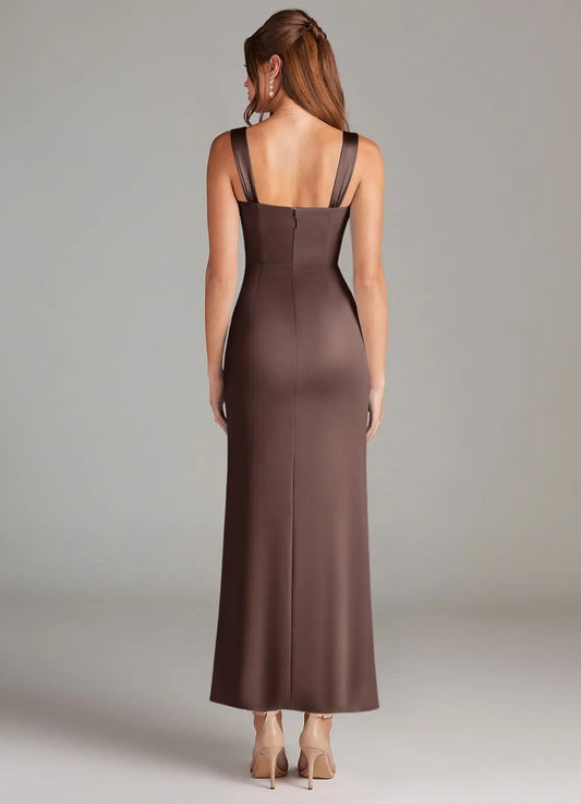 V-Neck Satin Midi Wedding Dress - Yihuiw by Yihuiw