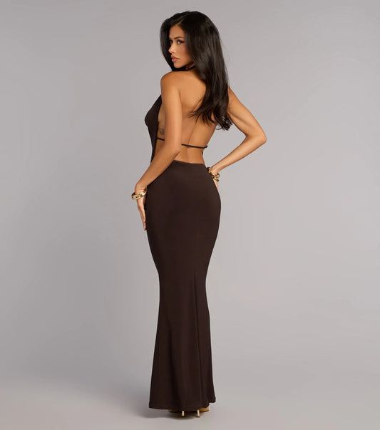 Mermaid Halter Open Back Floor-Length Wedding Dress - Yihuiw by Yihuiw