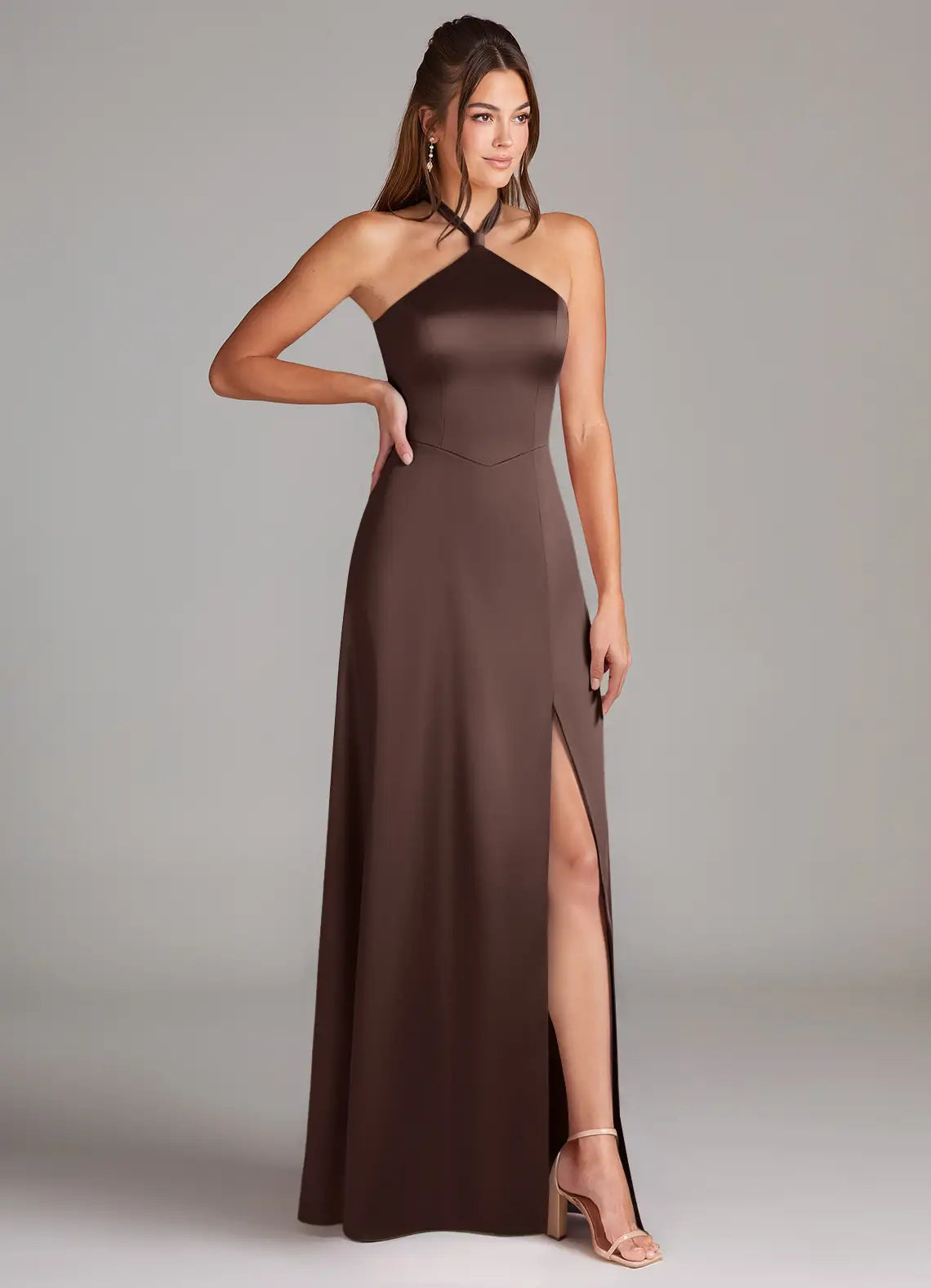 Mermaid Halter Satin High Slit Floor-Length Wedding Dress - Yihuiw by Yihuiw