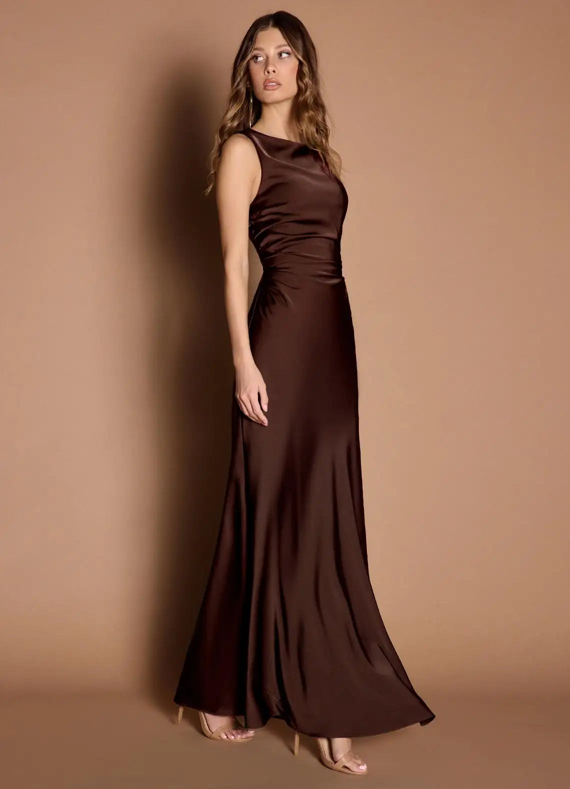 Mermaid Cowl Neck Satin Sleeveless Floor-Length Wedding Dress - Yihuiw by Yihuiw