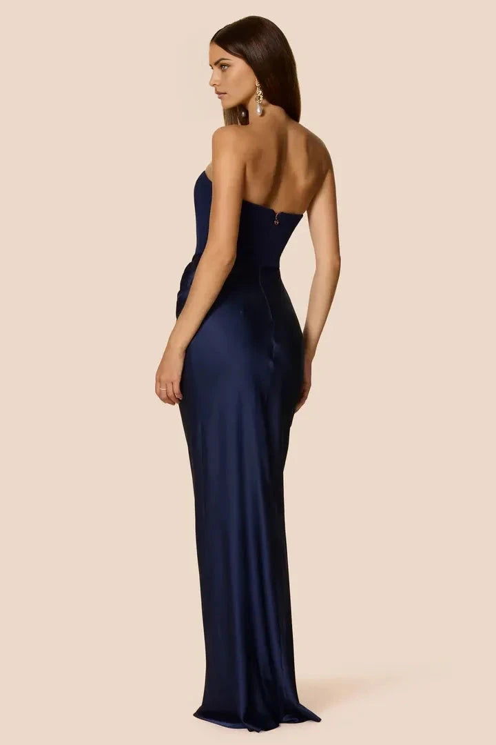 Classic Sheath Strapless Sleeveless Solid Back Floor Length Hot Sale Prom Dress by YiHuiw