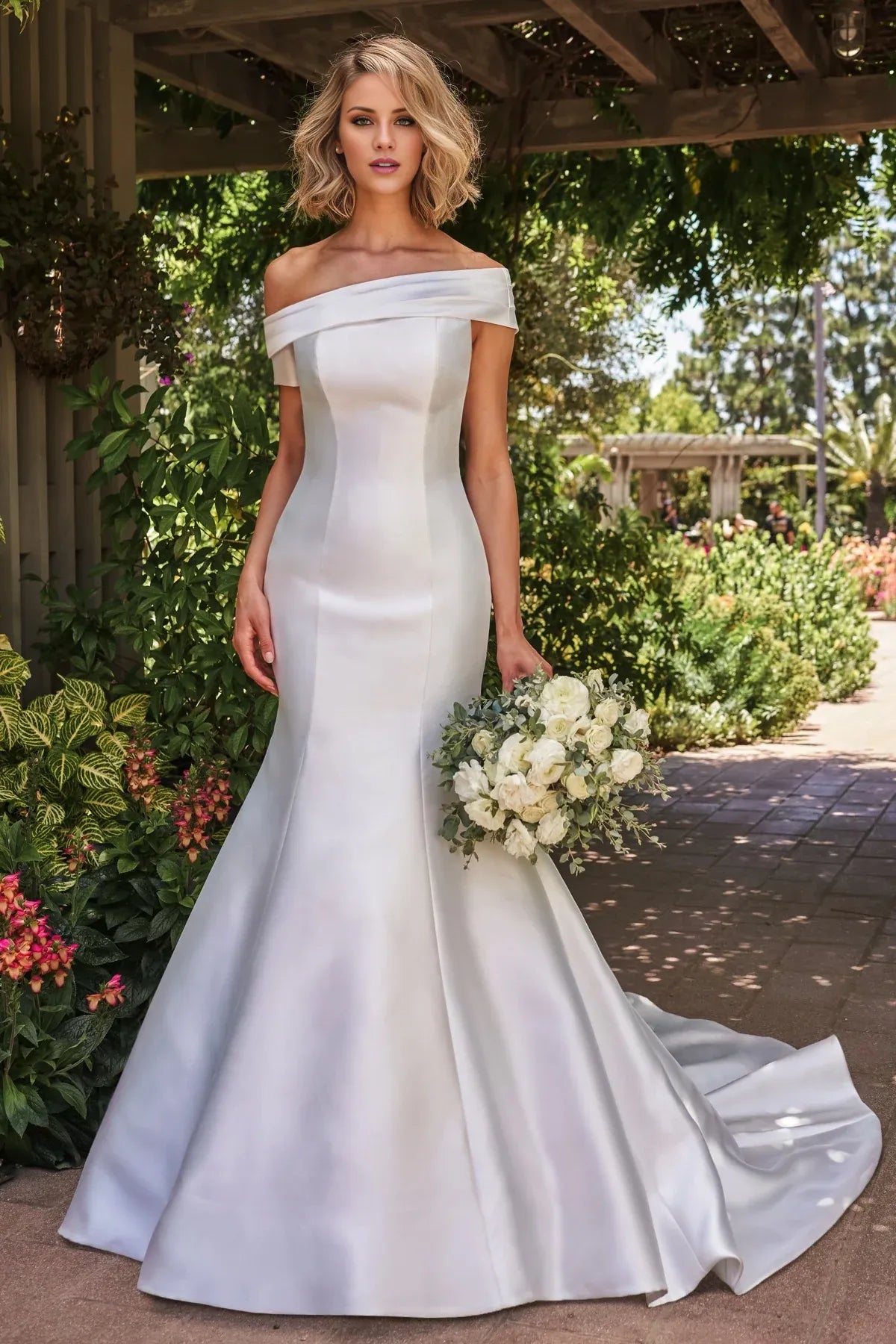 Mermaid Satin Open Back Floor-Length Wedding Dress - Yihuiw by Yihuiw