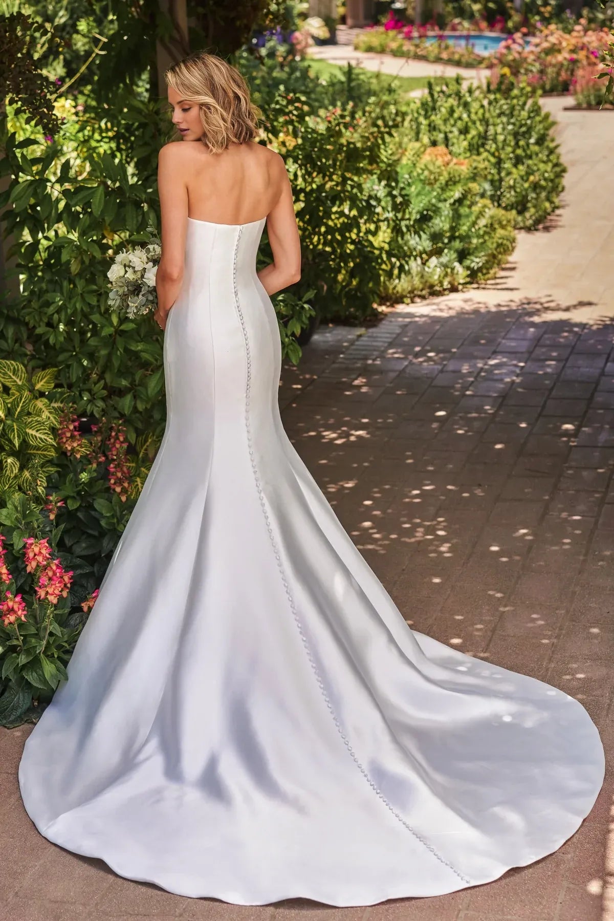 Mermaid Satin Open Back Floor-Length Wedding Dress - Yihuiw by Yihuiw