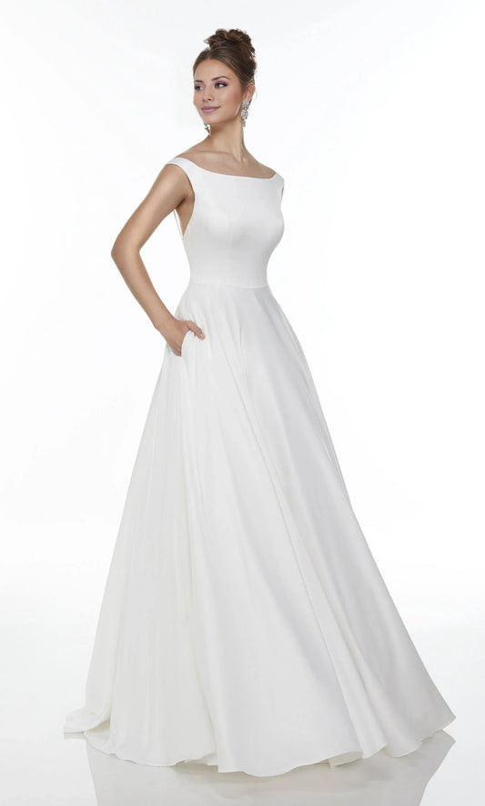 Crepe Button Back Wedding Dress - Yihuiw by Yihuiw