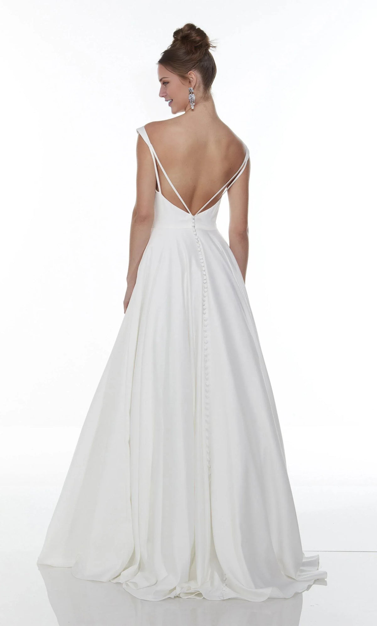 Crepe Button Back Wedding Dress - Yihuiw by Yihuiw