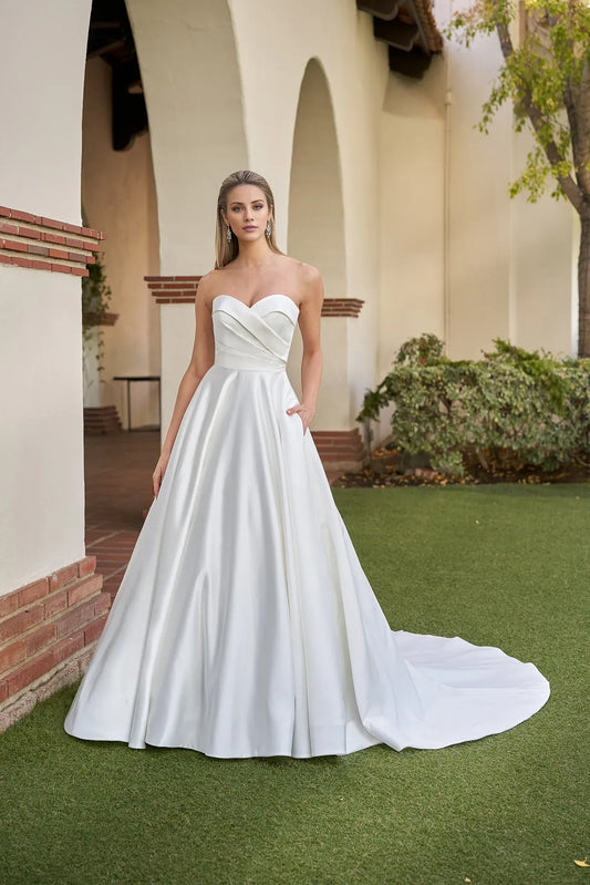Sweetheart Satin Floor-Length Wedding Dress - Yihuiw by Yihuiw