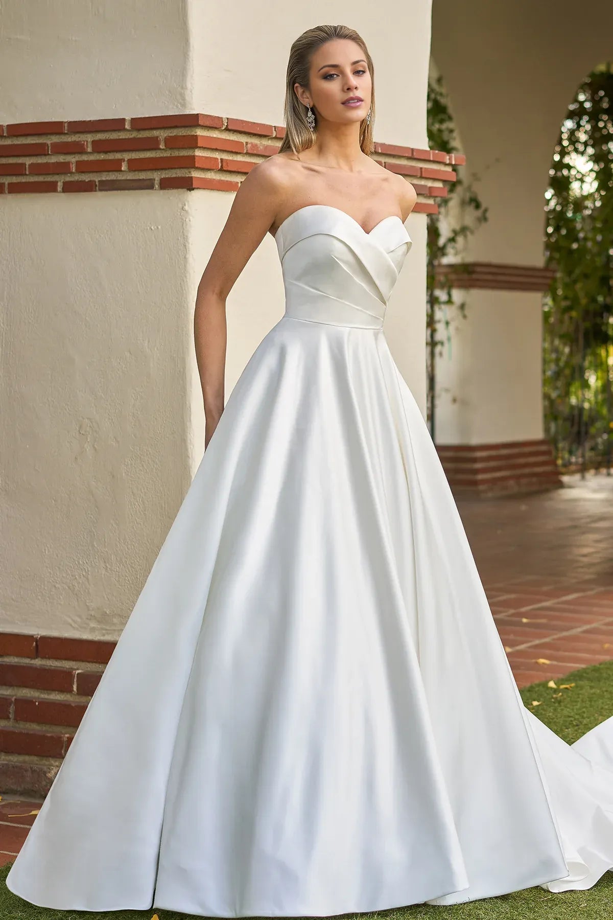 Sweetheart Satin Floor-Length Wedding Dress - Yihuiw by Yihuiw
