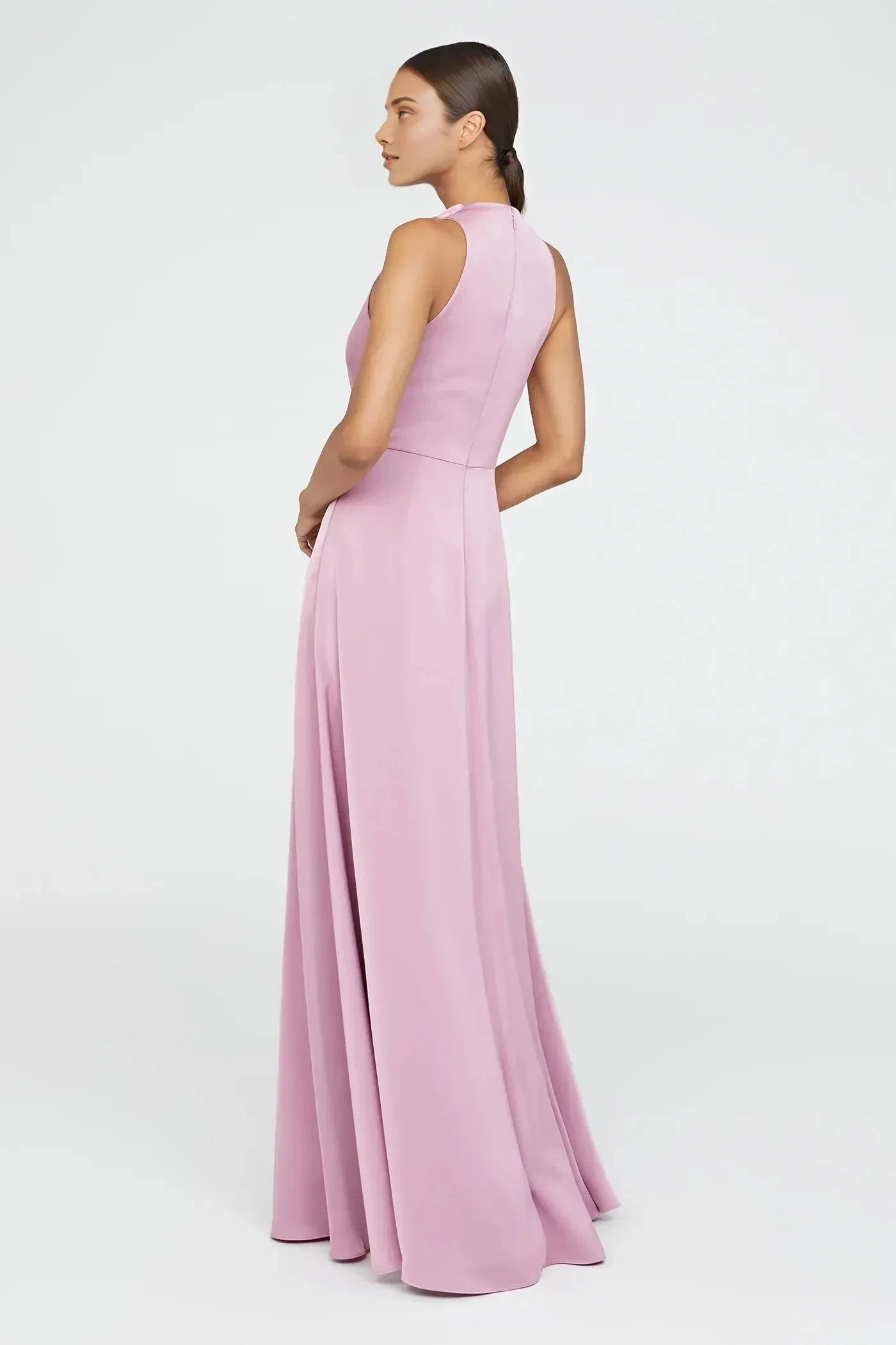 Classy A Line Cowl Neck Sleeveless Back Zipper Floor Length Prom Dress by YiHuiw