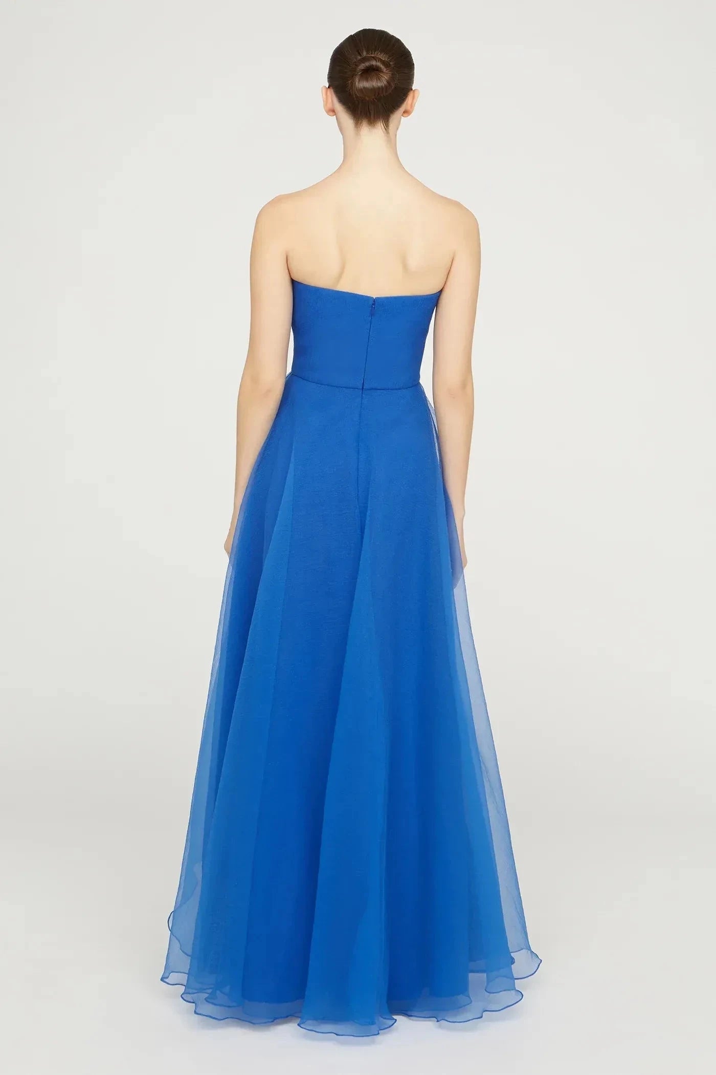 Classy A Line Strapless Sleeveless Ruffled Back Floor Length Prom Dress by YiHuiw