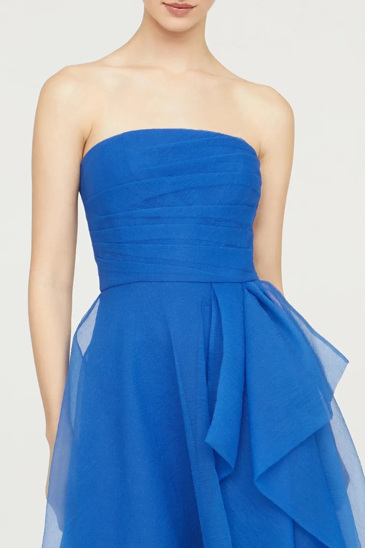 Classy A Line Strapless Sleeveless Ruffled Back Floor Length Prom Dress by YiHuiw
