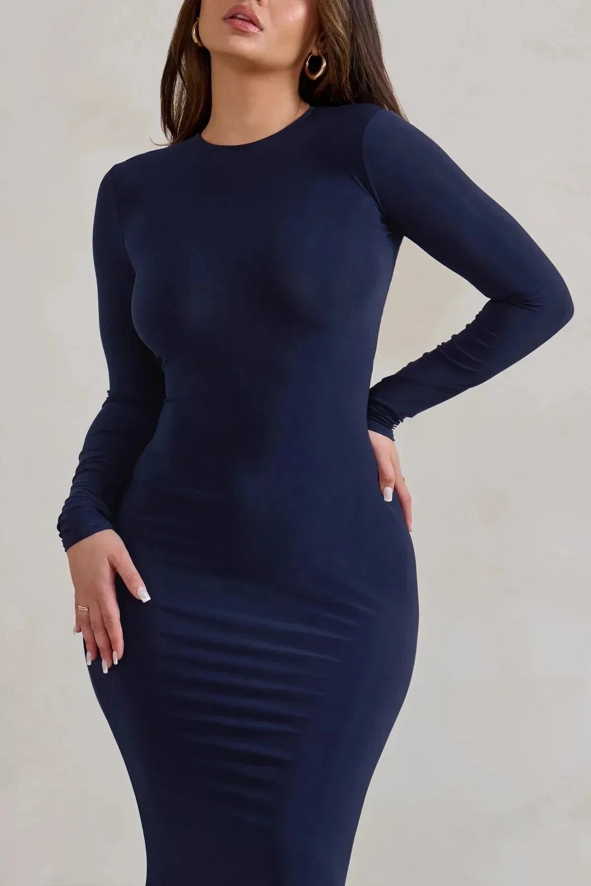 Classy Mermaid Crew Neck Long Sleeve Cutout Back Floor Length Prom Dress by YiHuiw