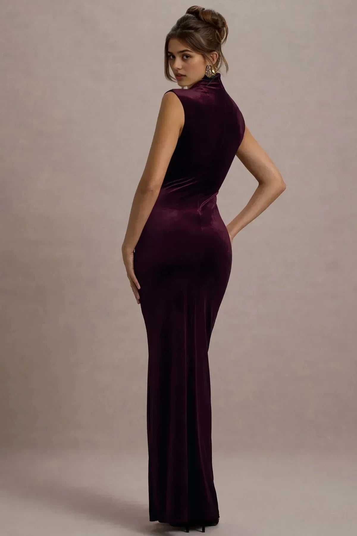 Classy Mermaid Mock Neck Sleeveless Ruched Back Floor Length Prom Dress by YiHuiw