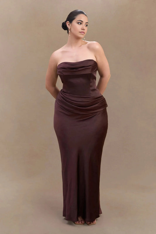 Classy Mermaid Strapless Sleeveless Ruched Back Floor Length Plus Size Prom Dress by YiHuiw