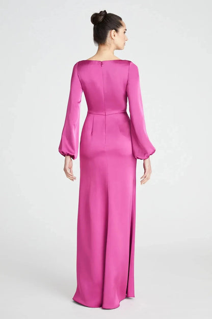 Classy Sheath Cowl Neck Bishop Sleeve Back Zipper Floor Length Prom Dress by YiHuiw
