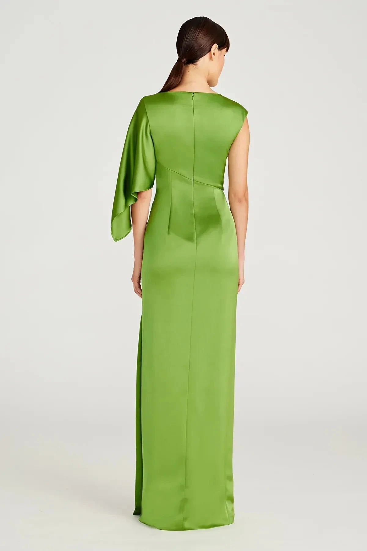 Classy Sheath One Shoulder Ruffled Sleeve Back Zipper Floor Length Prom Dress by YiHuiw