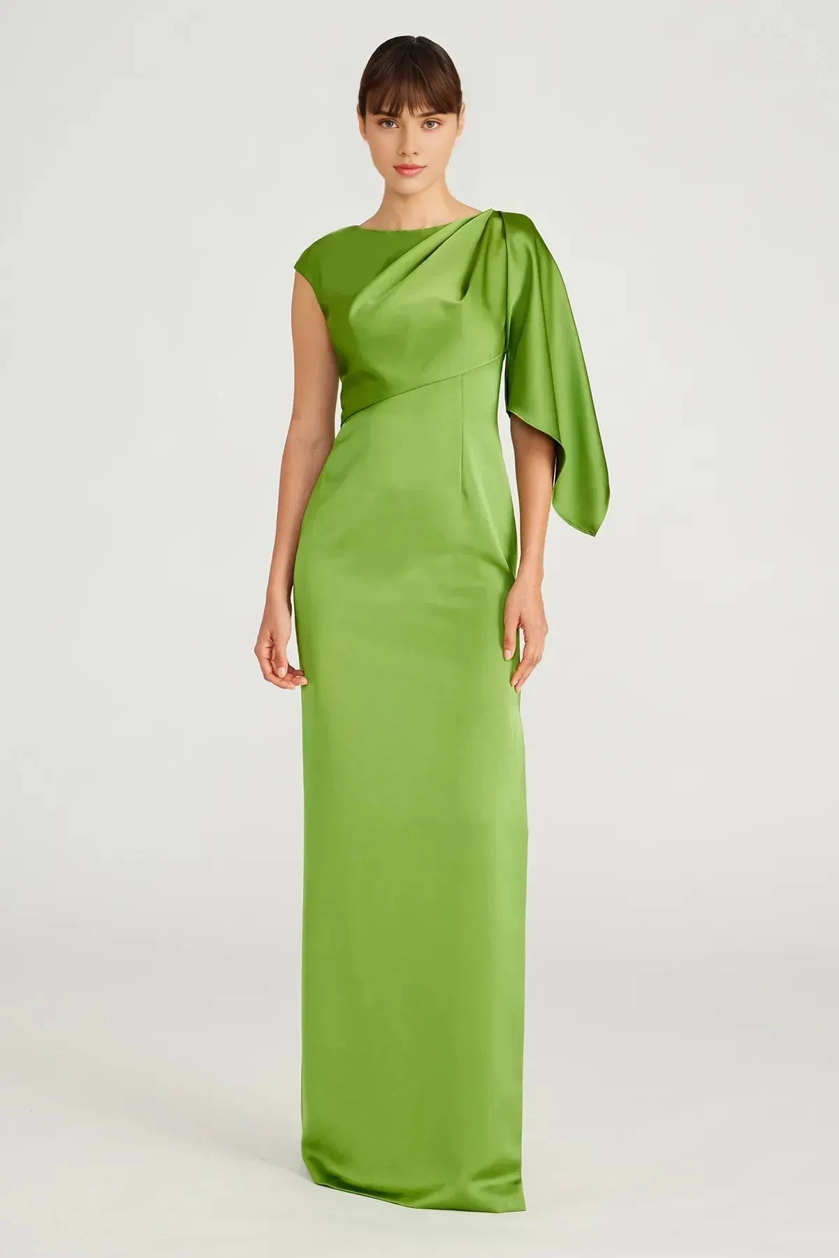 Classy Sheath One Shoulder Ruffled Sleeve Back Zipper Floor Length Prom Dress by YiHuiw