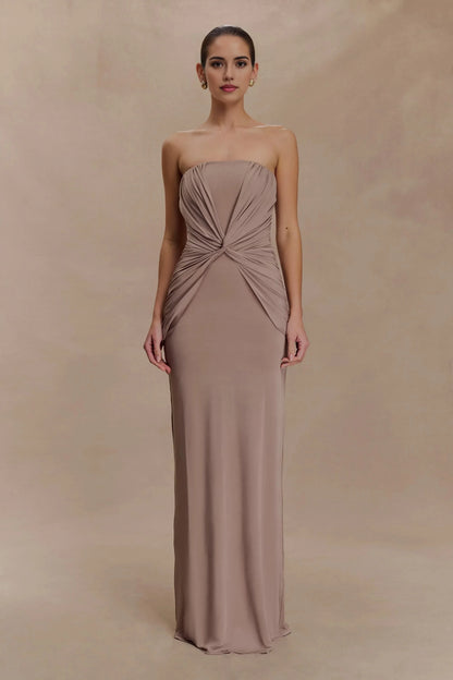Classy Sheath Strapless Sleeveless Ruched Back Floor Length Prom Dress by YiHuiw