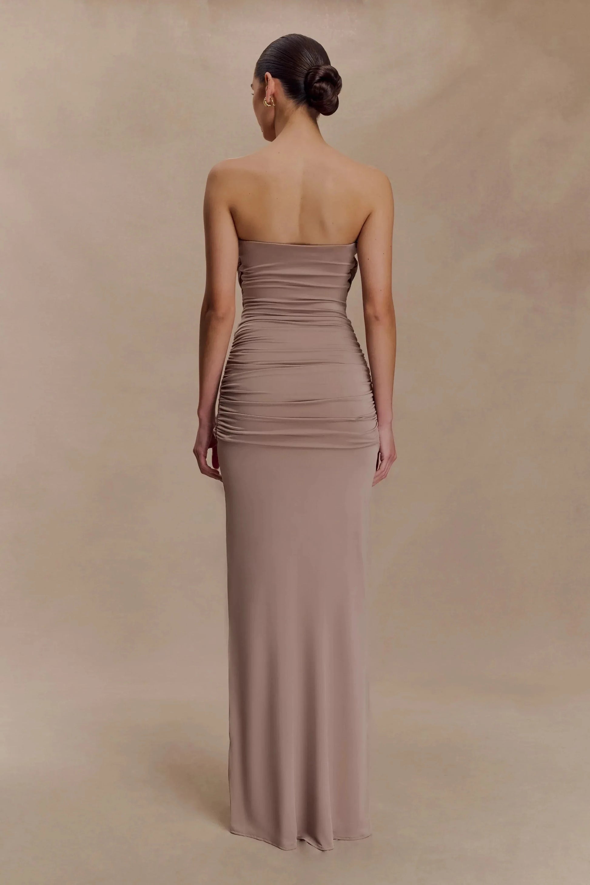 Classy Sheath Strapless Sleeveless Ruched Back Floor Length Prom Dress by YiHuiw