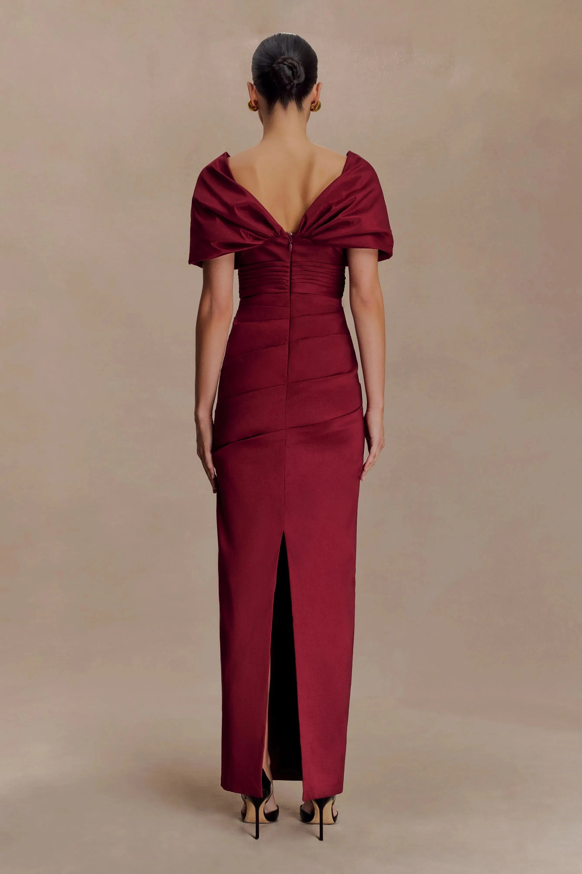 Classy Sheath V Neck Short Sleeve Ruched Back Floor Length Prom Dress by YiHuiw