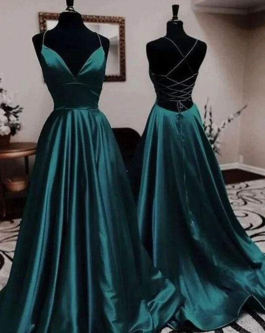 Classy A Line Spaghetti Straps Green Backless Formal Prom Gown Summer Wedding Guest Dress Bridal Guest Dresses Wedding Outfits For Guest simple gentle atmospheric and unique desi Bring summer colors to enhance whiteness by YiHuiw