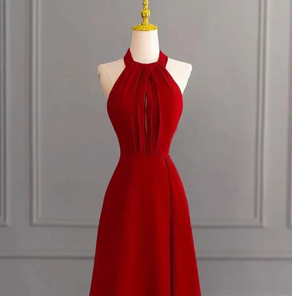 Elegant Sheath Off The Shoulder Red Satin Prom Dresses Formal Summer Wedding Guest Dresses Wedding Guest Outfits simple gentle atmospheric and unique desi Bring summer colors to enhance whiteness by YiHuiw