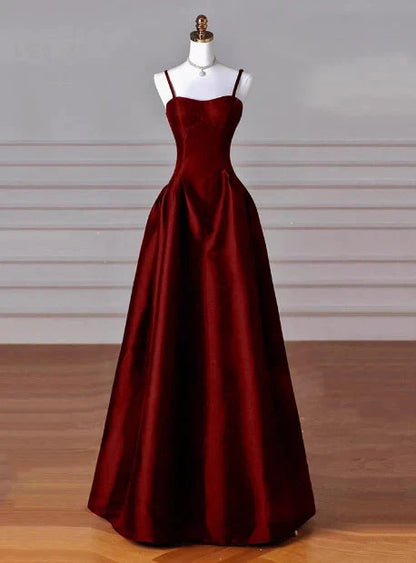 Classy A line Spaghetti Straps Sleeveless Satin Prom Dresses Red Summer Wedding Guest Dresses Wedding Guest Outfit simple gentle atmospheric and unique desi Bring summer colors to enhance whiteness by YiHuiw