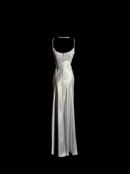 Classy A line Spaghetti Straps Sleeveless Satin Prom Dresses Summer Wedding Guest Dresses Wedding Guest Outfits simple gentle atmospheric and unique desi Bring summer colors to enhance whiteness by YiHuiw