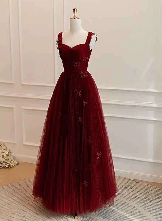 Classy Ball Gown Sweetheart Burgundy Long Formal Prom Gown Summer Wedding Guest Dress Bridal Guest Dresses Wedding Outfits For Guest by YiHuiw