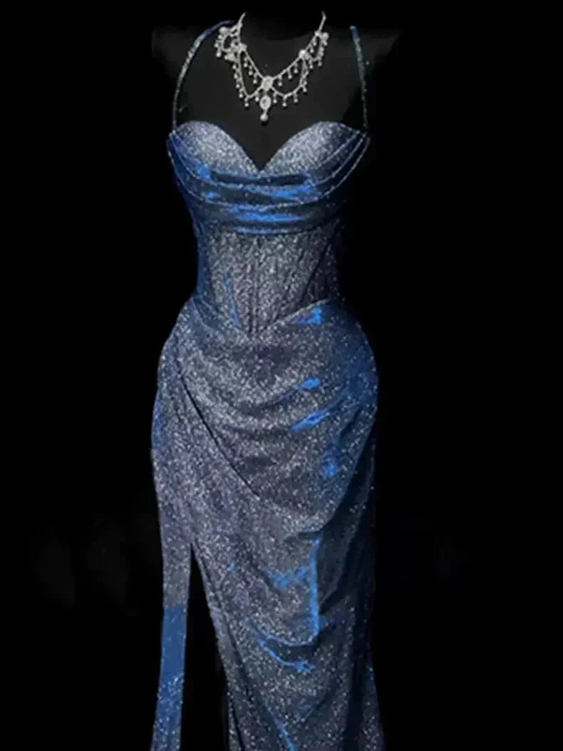 Classy Leg Split Prom Dresses Straps Mermaid Long Evening Party Gowns simple gentle atmospheric and unique desi Bring summer colors to enhance whiteness by YiHuiw