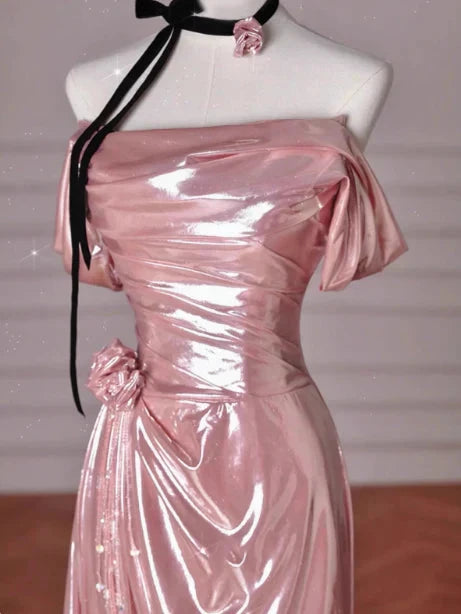 Classy Mermaid Off The Shoulder Pink Sequin Long Prom Dresses Formal Gown Summer Wedding Guest Dresses Wedding Guest Outfit simple gentle atmospheric and unique desi Bring summer colors to enhance whiteness by YiHuiw