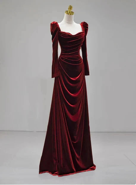 Classy Mermaid Sweetheart Burgundy Velvet Long Prom Dresses Summer Wedding Guest Dresses Wedding Guest Outfits simple gentle atmospheric and unique desi Bring summer colors to enhance whiteness by YiHuiw