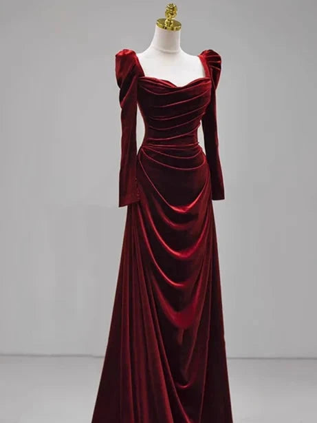 Classy Mermaid Sweetheart Burgundy Velvet Long Prom Dresses Summer Wedding Guest Dresses Wedding Guest Outfits simple gentle atmospheric and unique desi Bring summer colors to enhance whiteness by YiHuiw