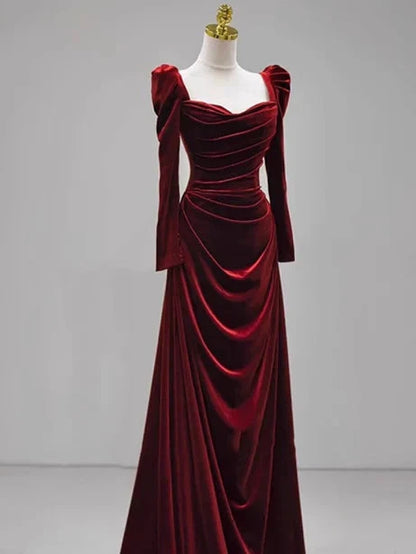 Classy Mermaid Sweetheart Burgundy Velvet Long Prom Dresses Summer Wedding Guest Dresses Wedding Guest Outfits simple gentle atmospheric and unique desi Bring summer colors to enhance whiteness by YiHuiw